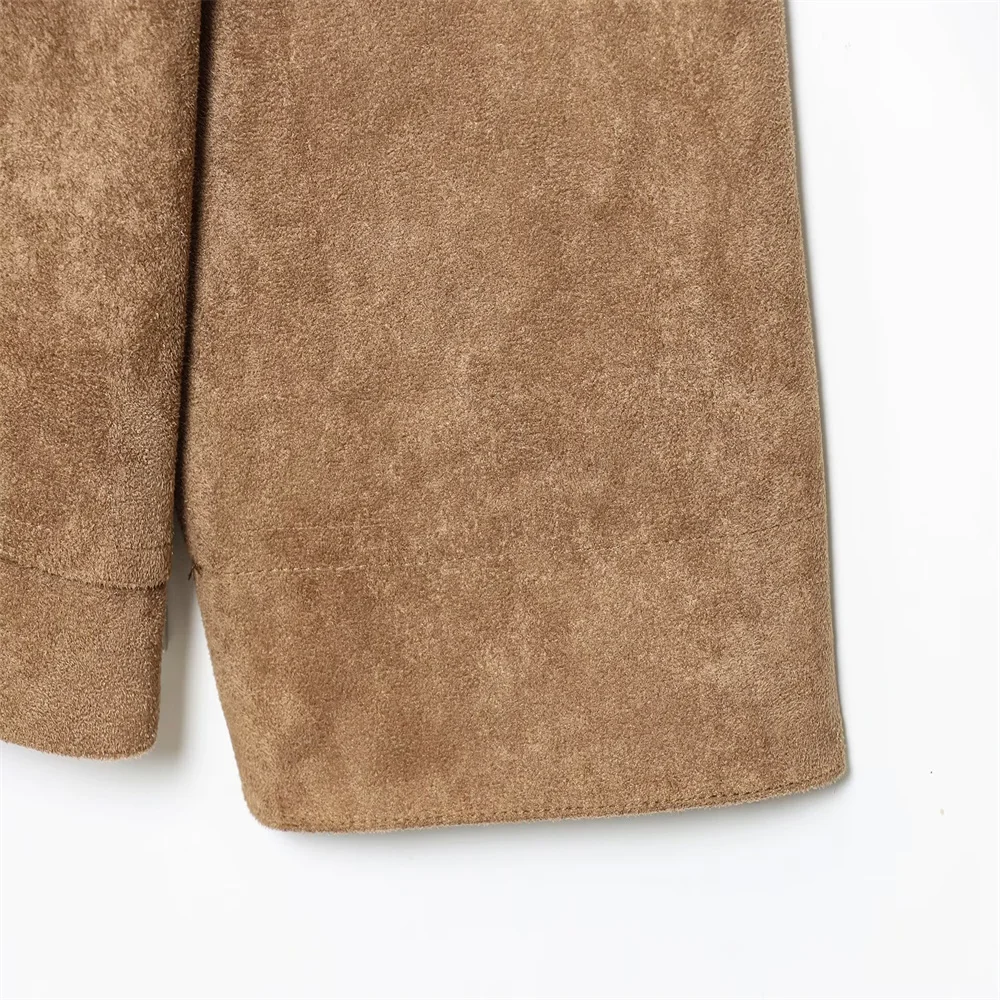 Women’s Suede-Texture Leather Jacket - Image 6