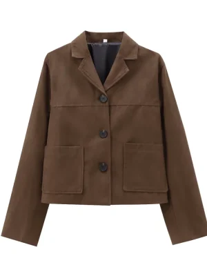 Autumn Old Money Brown Suede Short Coat