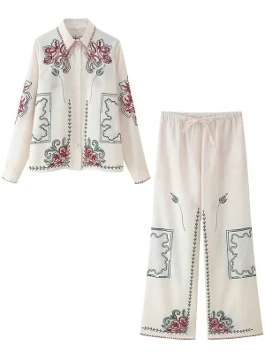 Women’s Embroidered Shirt & Pants Set