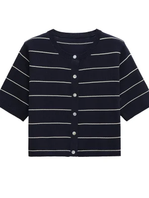 Women’s Striped Knitted Short Sleeve Summer Top