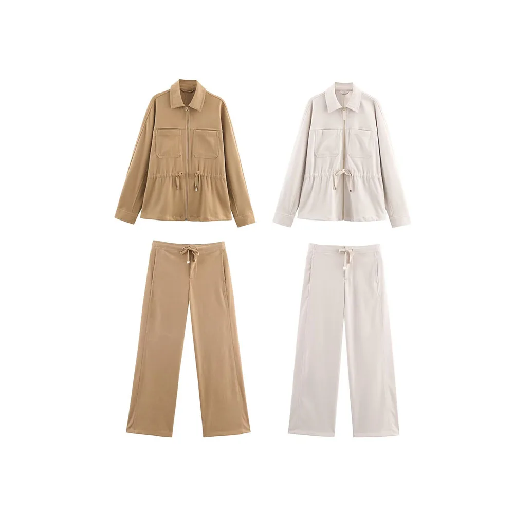 Autumn Women’s Casual Jacket and Wide-Leg Pants