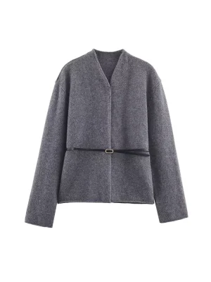 Women’s Autumn Pure Wool Belted Jacket