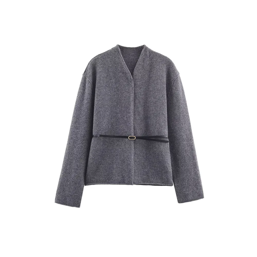 Women’s Autumn Pure Wool Belted Jacket