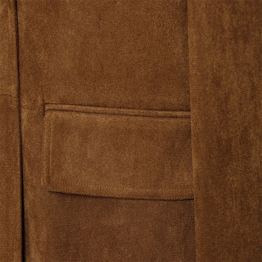 Women’s Autumn Suede Effect Lapel Jacket - Image 5