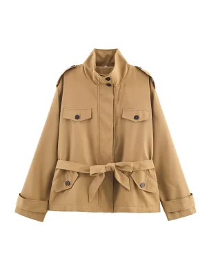 Women’s Autumn High-End Pocket Windbreaker