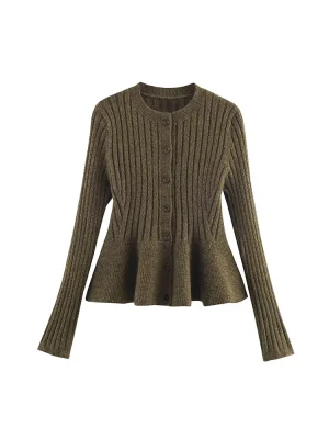 Women’s Autumn Ribbed Knit Skirt-Style Jacket