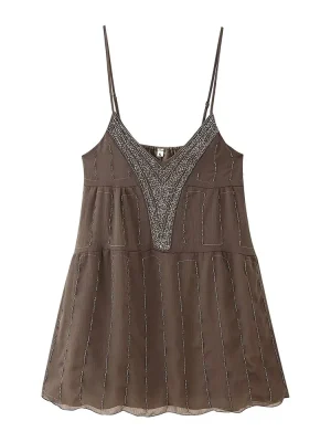 Women’s Beaded Backless Suspender Dress