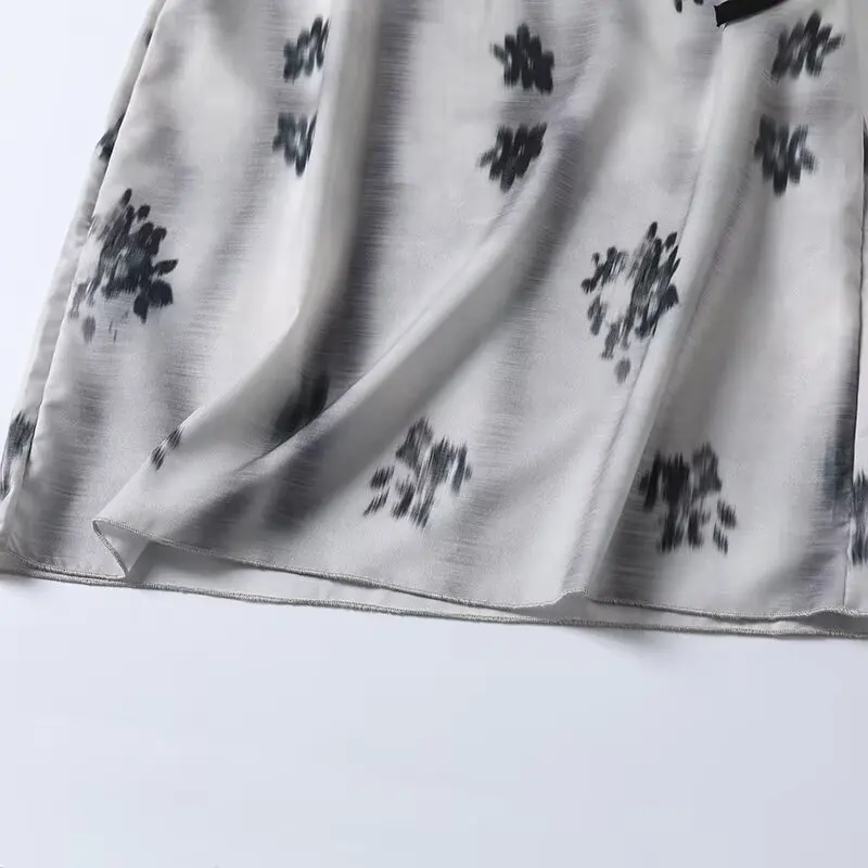 Women’s Blend Print Over-Knee Half Skirt with Knot Waist - Image 6