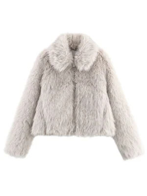 Autumn Women’s Faux Fur Effect Zipper Jacket