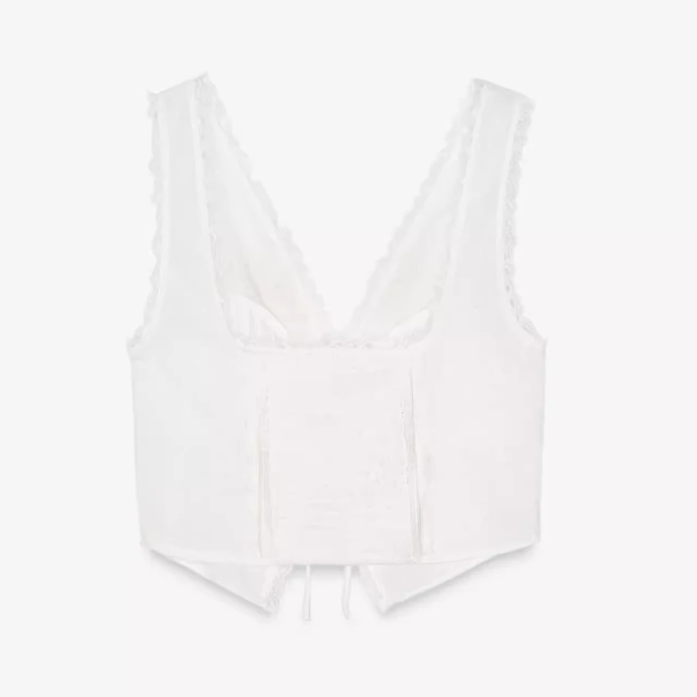 Women’s Fashion Bow Strap Sheer V-Neck Tank Top - Image 2