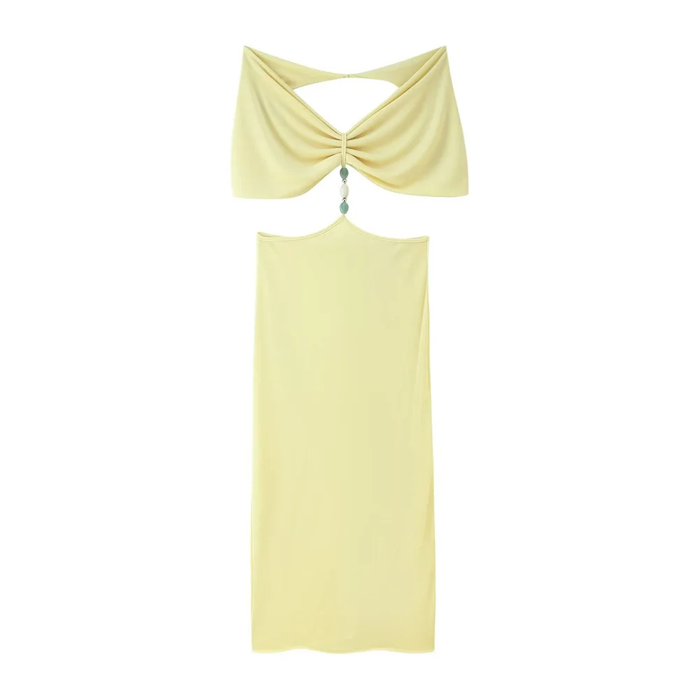 Women’s Handmade Beaded Shawl Wrinkle Dress - Image 2