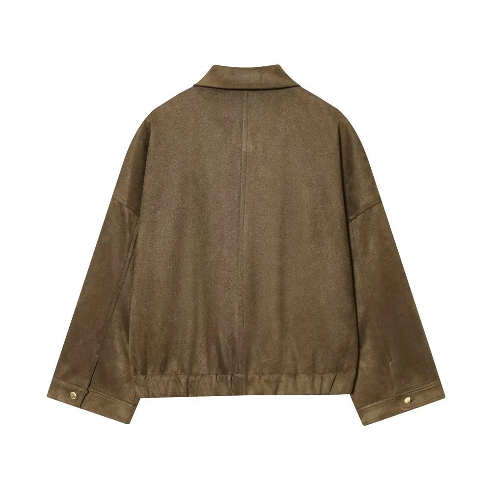Autumn Women’s Loose Suede Effect Coat - Image 2