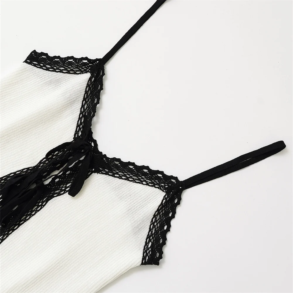 Women’s Spicy Girl Contrast Color Slim Knit Camisole - Image 3