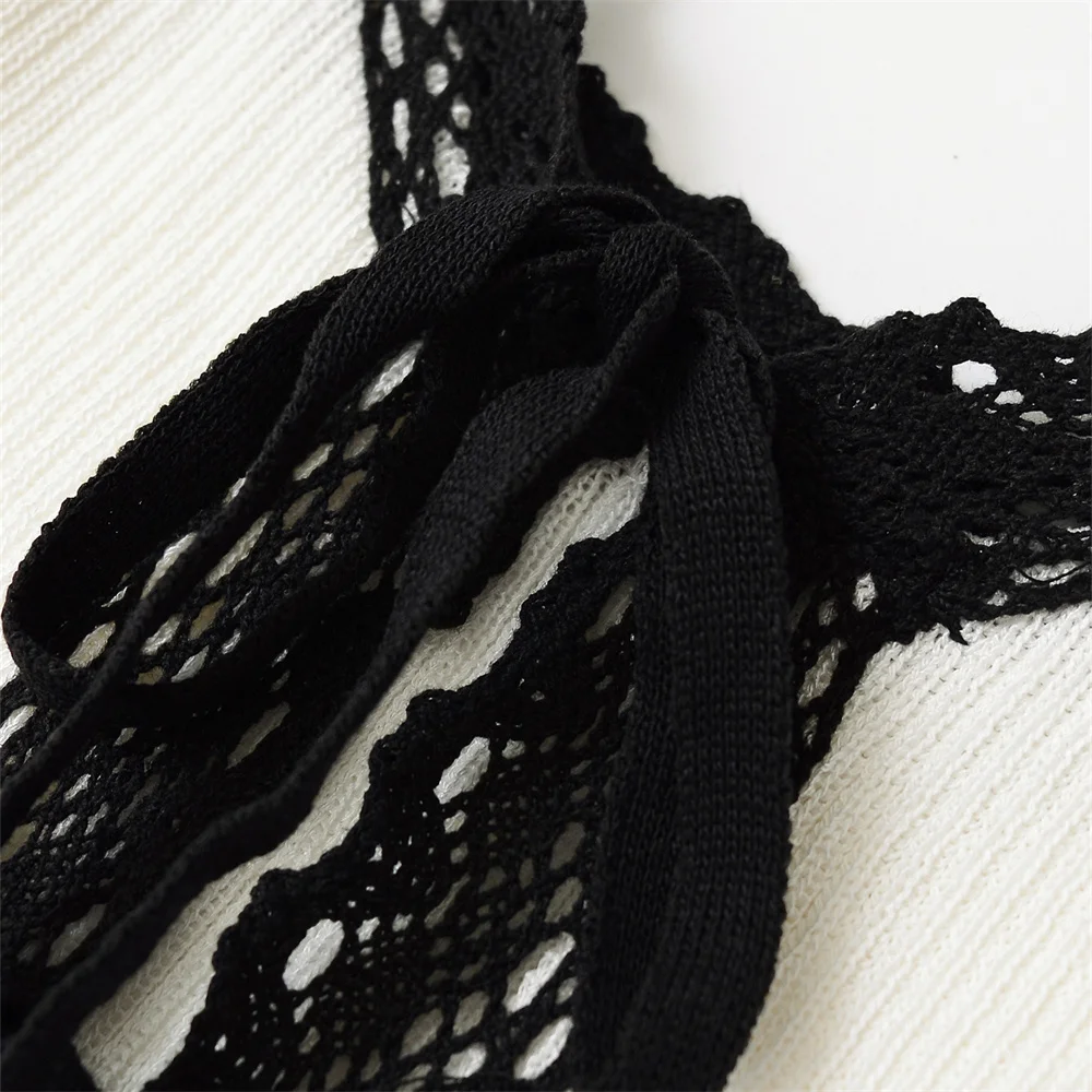 Women’s Spicy Girl Contrast Color Slim Knit Camisole - Image 4