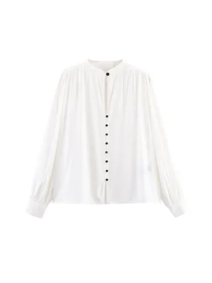 Women’s Shoulder Pad Lapel Casual Shirt