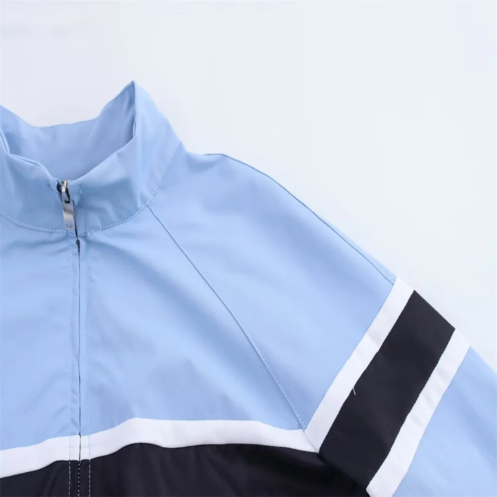 Women’s Autumn Patchwork Jacket & Striped Pants Set - Image 4