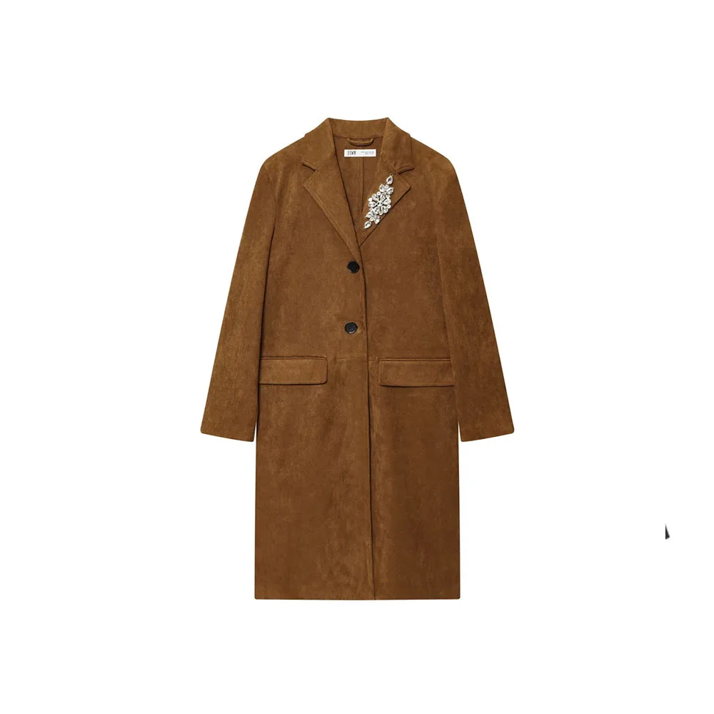 Women’s Autumn Suede Effect Lapel Jacket