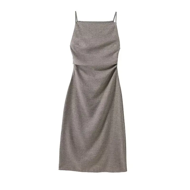 Women’s Elegant Draped Suspender Dress