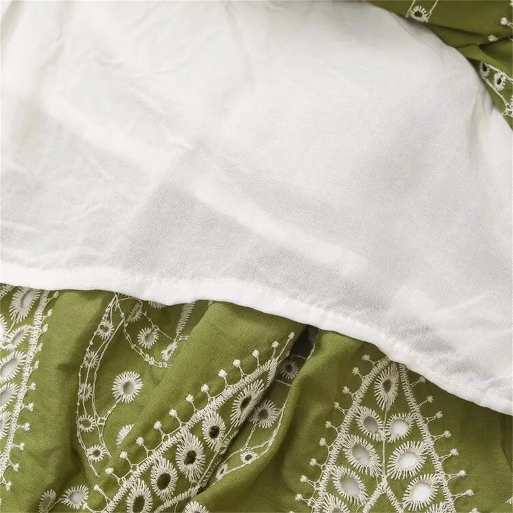 Women’s Casual Strap Hollow Embroidery Midi Dress - Image 6