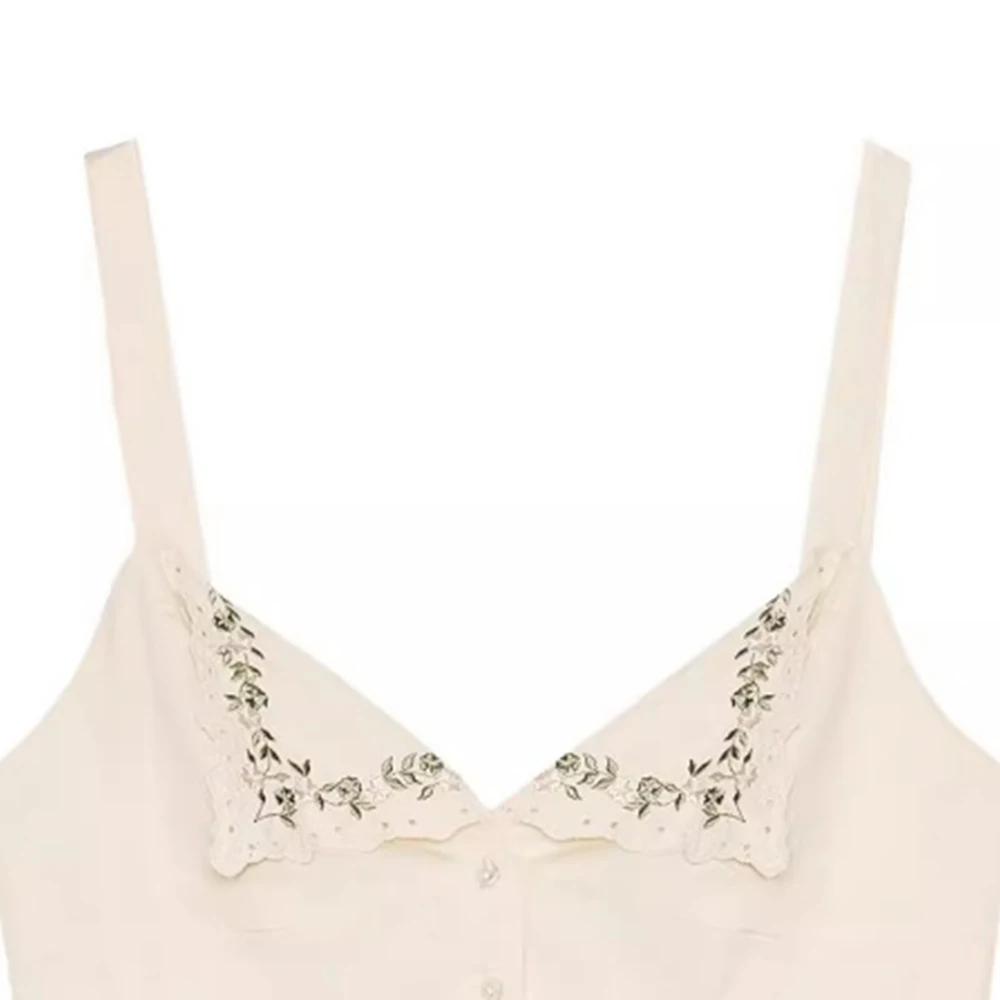 Women’s V-Neck Vest with Floral Embroidery - Image 3