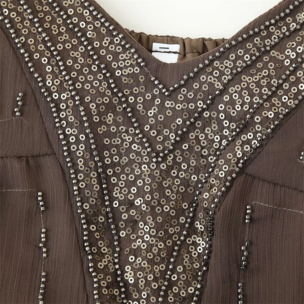 Women’s Beaded Backless Suspender Dress - Image 6