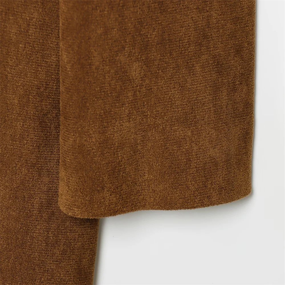 Women’s Autumn Suede Effect Lapel Jacket - Image 6