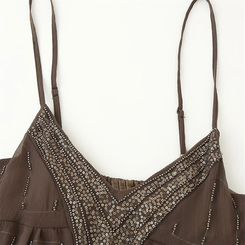 Women’s Beaded Backless Suspender Dress - Image 3
