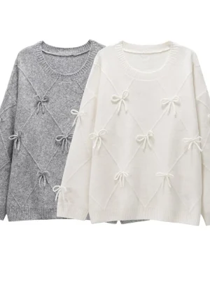 Women’s Cozy Bow Knitted Hoodie