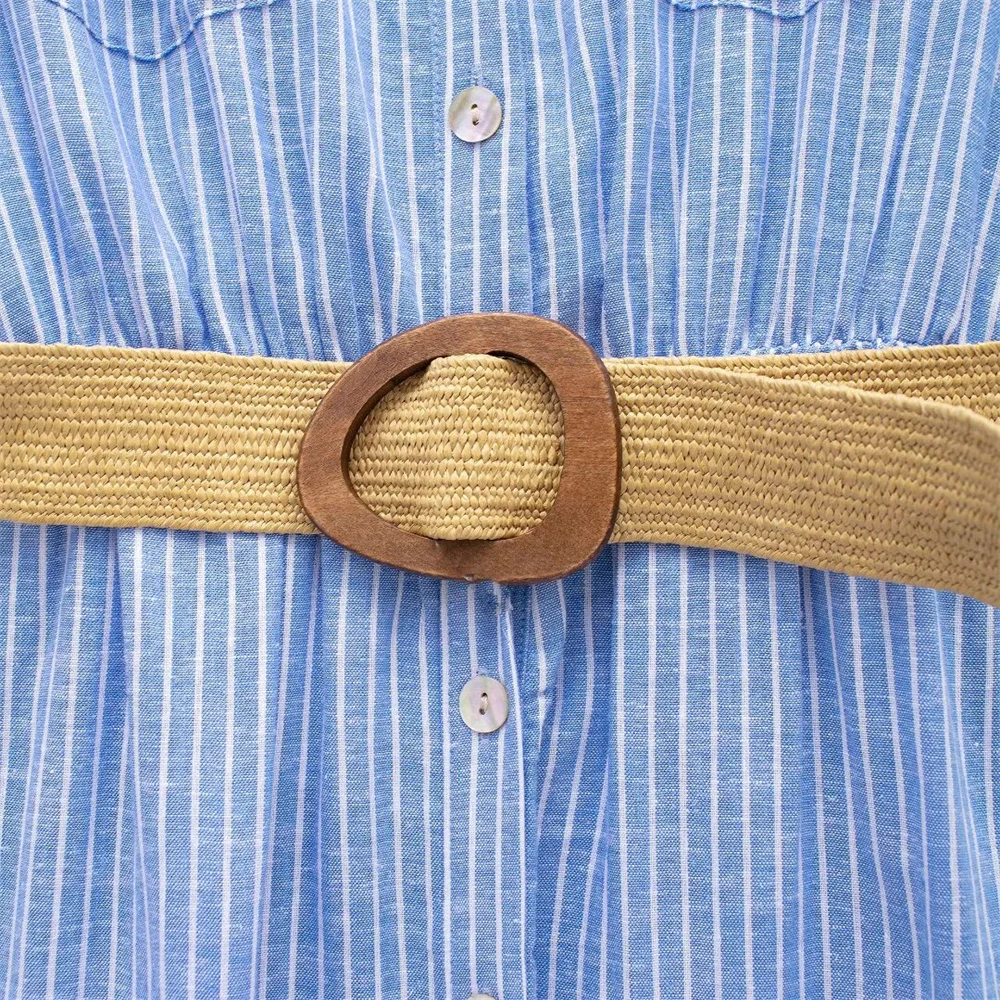 Women’s Versatile Belted Shirt Summer Dress - Image 6