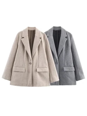 Autumn Women’s Simple Single-Button Soft Suit Jacket