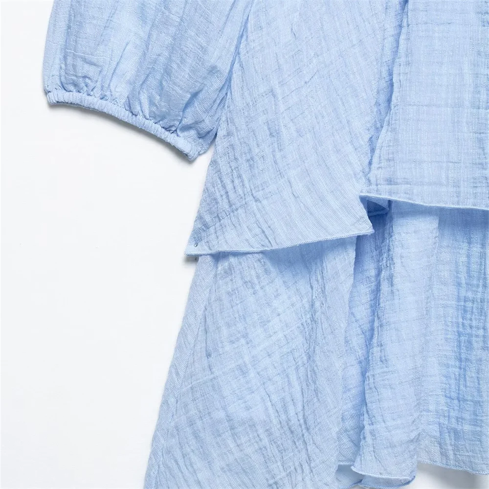 Women’s V-Neck Belted Layered Summer Dress - Image 5