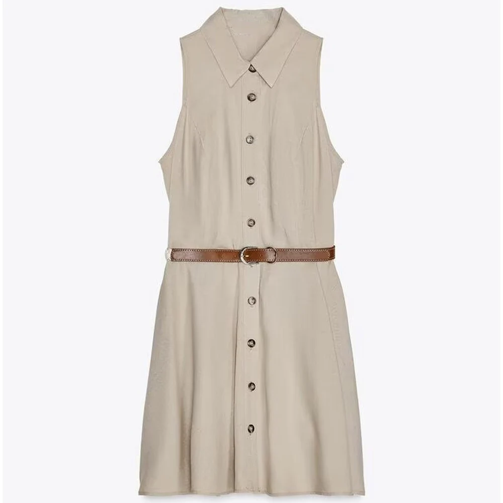 Women’s Sleeveless Mini Dress with Waistband