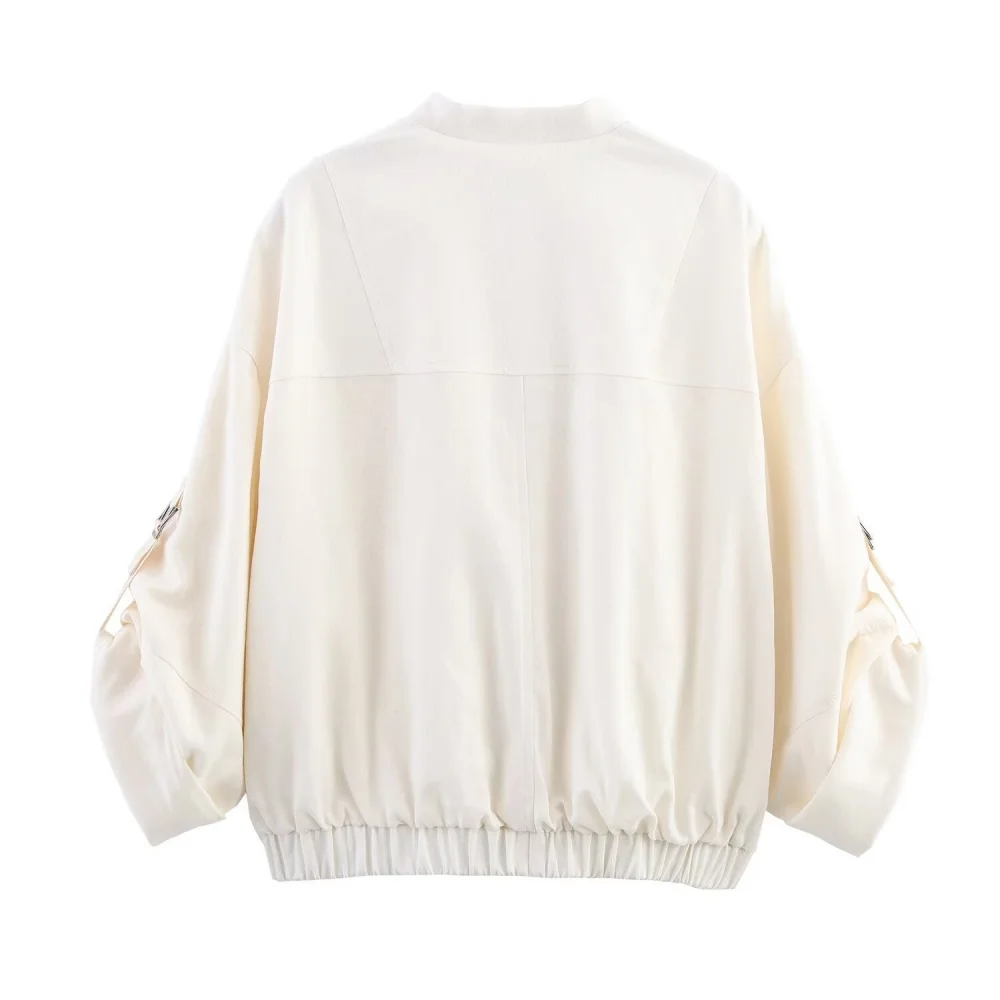 Women’s Linen Blend Zipper Jacket - Image 2