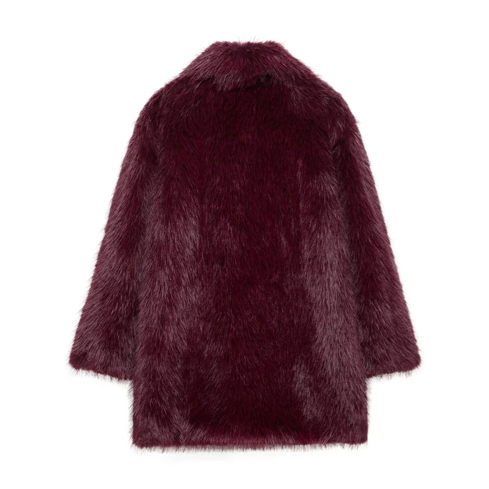 Women’s Thick Furry Flip Collar Warm Coat - Image 6