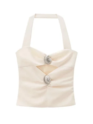 Autumn Slim-Fit Backless Hanging Neck Top