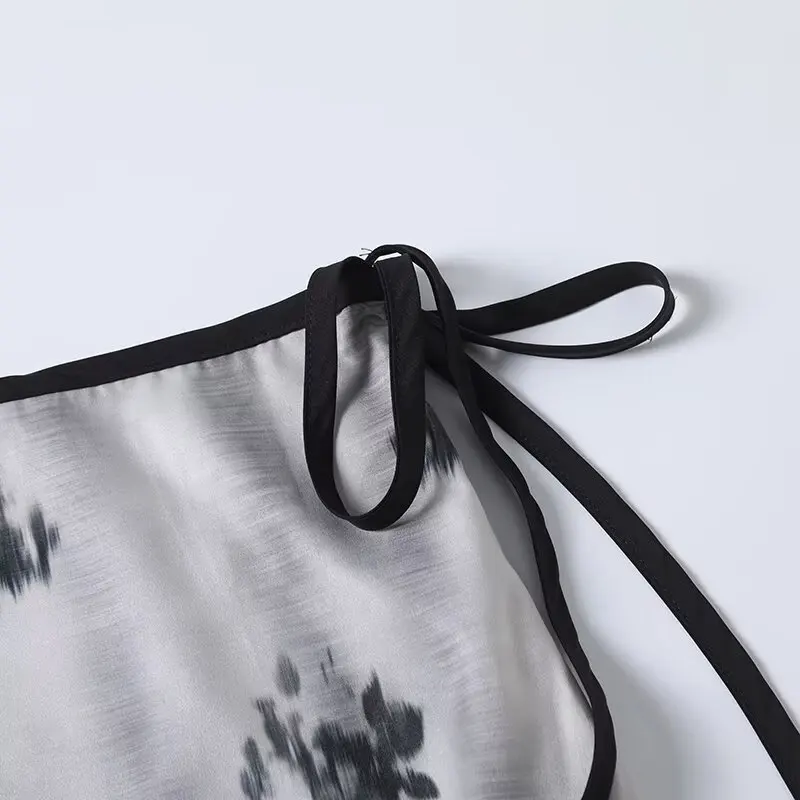 Women’s Blend Print Over-Knee Half Skirt with Knot Waist - Image 4