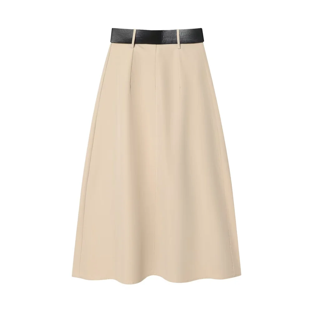 Women’s Belted Pleated A-Line Midi Skirt - Image 2
