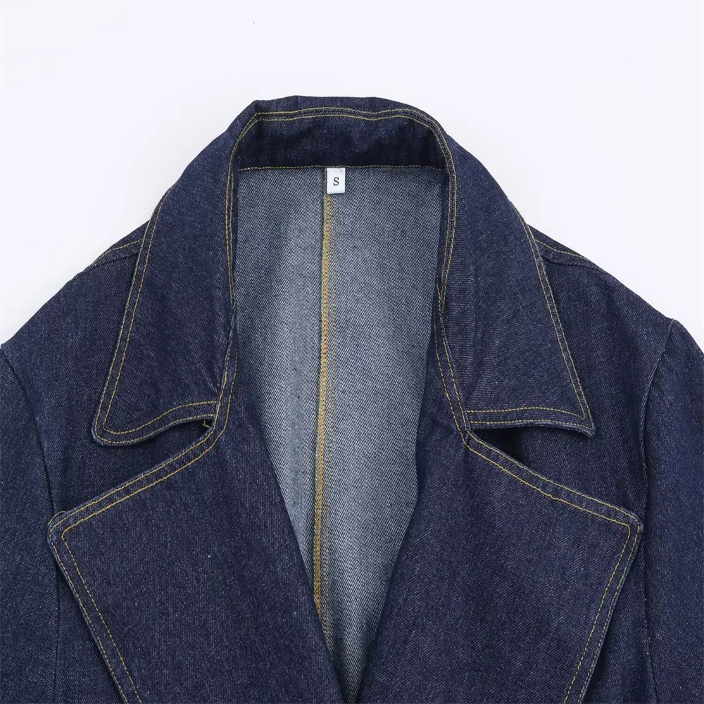 Women’s Denim Belted Short Trench Jacket - Image 3