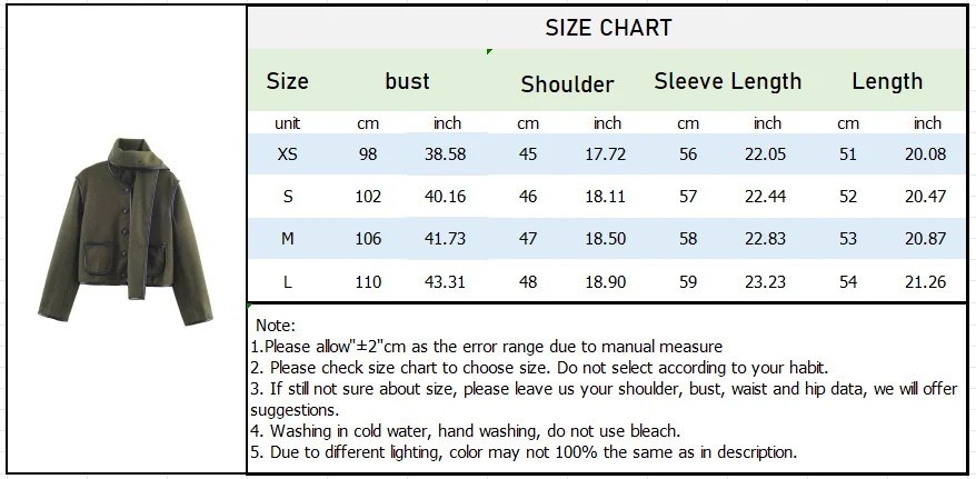 Women’s Autumn Wool & PU Scarf Jacket - Image 7