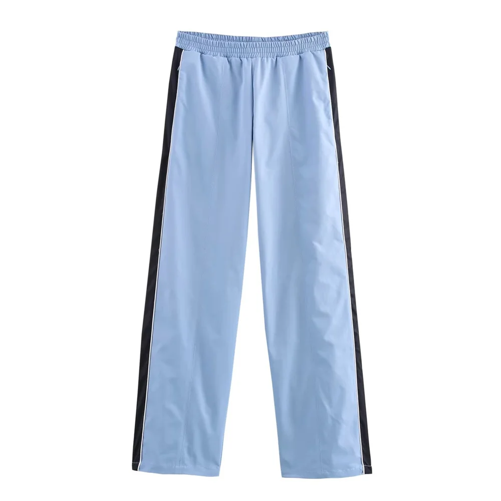 Women’s Autumn Patchwork Jacket & Striped Pants Set - Image 3