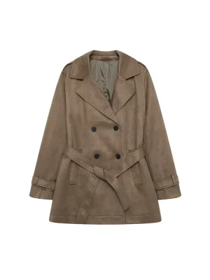 Autumn Women’s Loose Suede Windbreaker