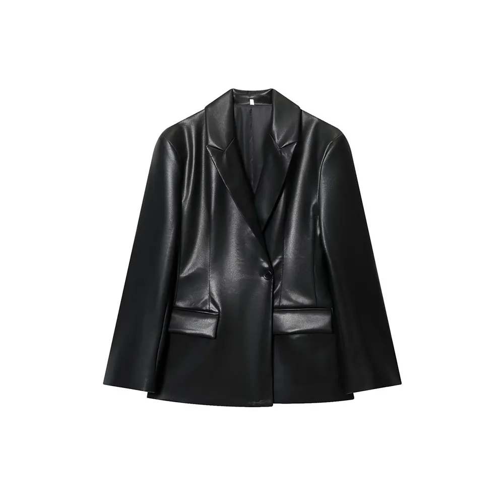 Women’s Korean Vintage Leather-Look Blazer