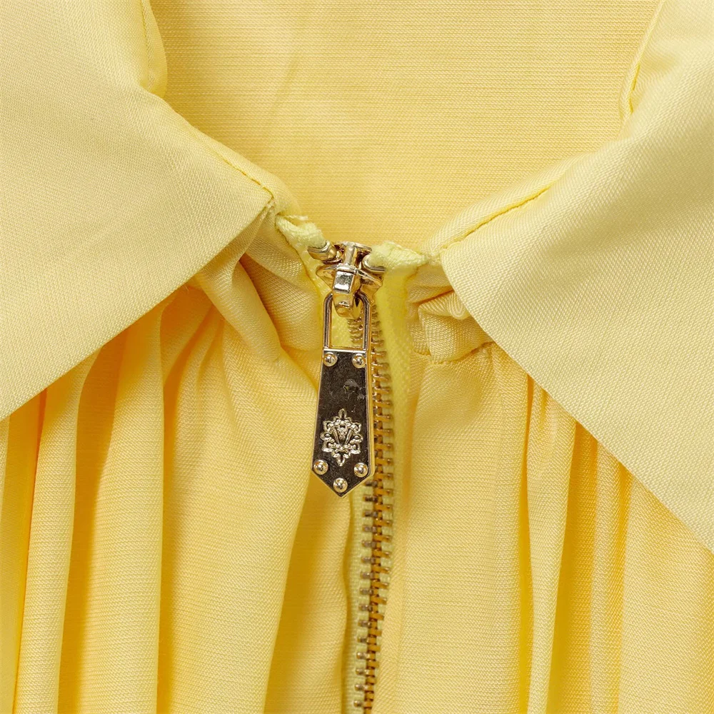 Women’s Summer Lapel Zipper Jacket with Puffy Sleeves - Image 6