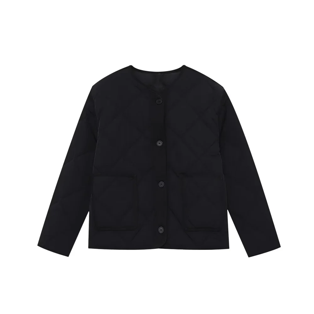 Autumn Women’s Diamond Grid Cotton Jacket - Image 2