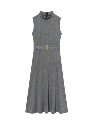 Women’s Slim Fit Sleeveless Twill MIDI Dress