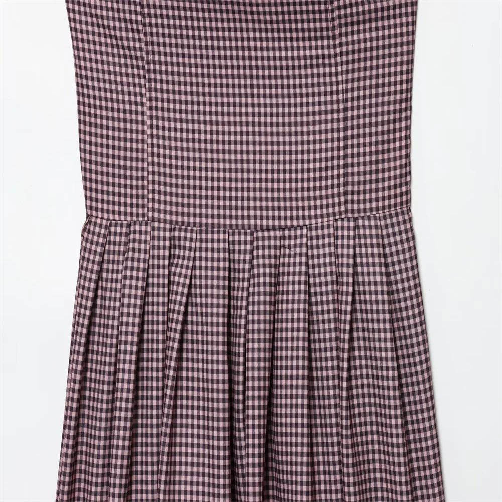 Women’s Elegant Plaid Camisole Dress - Image 5