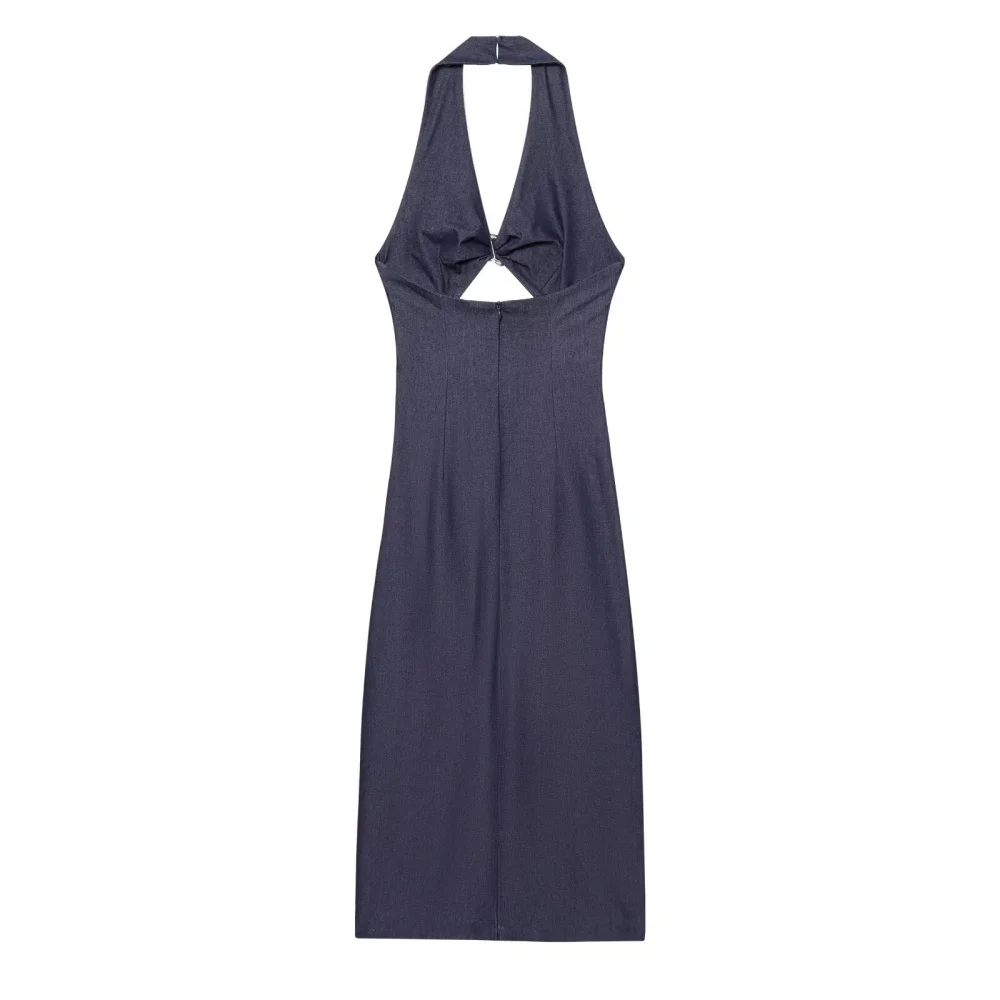 Sleeveless Halter Slim Midi Dress - Image 2