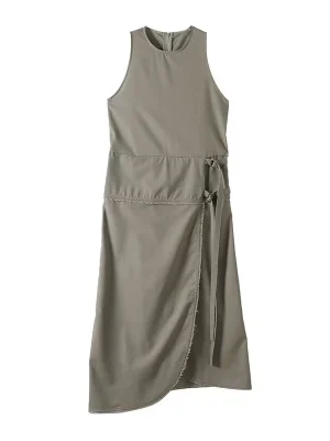 Women’s Solid Sleeveless Buckle Summer Dress