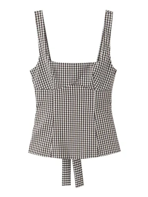 Women’s Plaid Top with Butterfly Bow