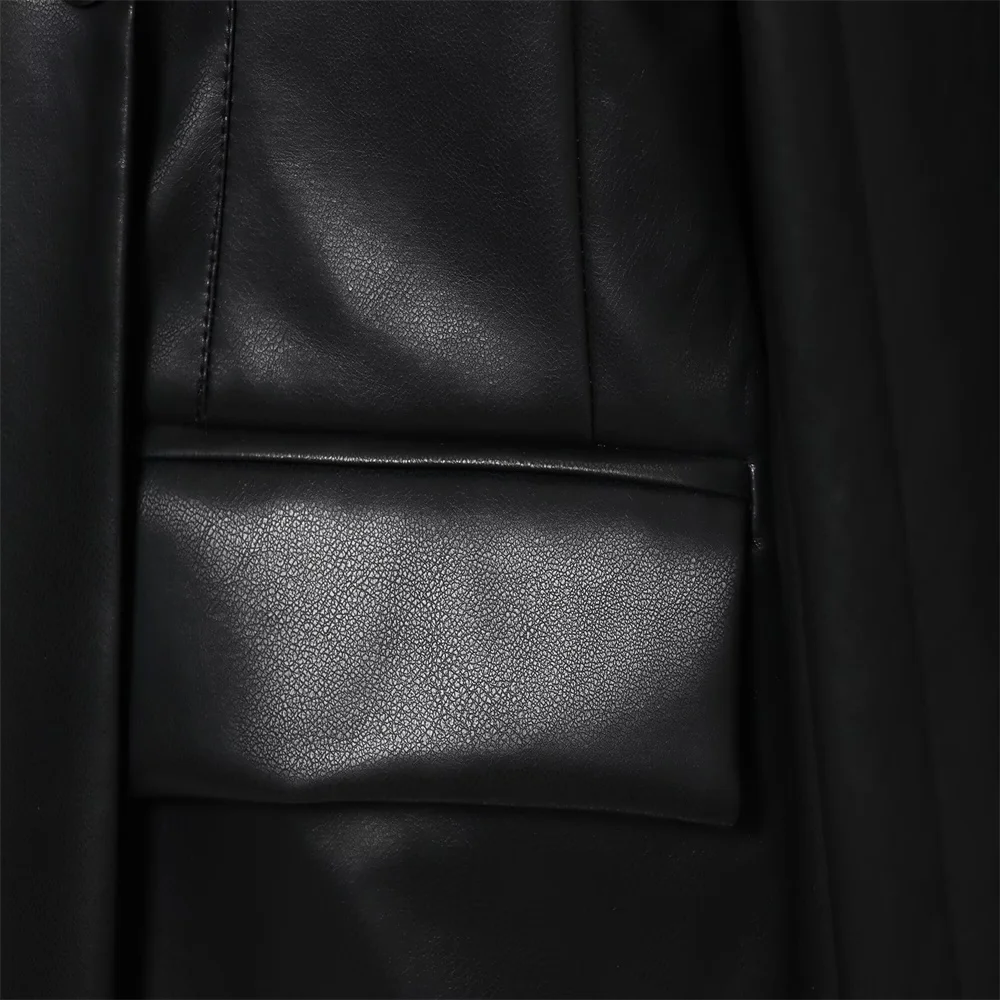 Women’s Korean Vintage Leather-Look Blazer - Image 5